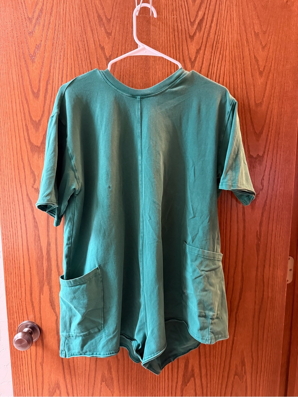 FP Movement by Free People Emerald Green Short-Sleeve Romper